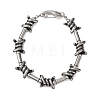 Punk 304 Stainless Steel Barbed Wire Link Chain Bracelets for Women Men BJEW-C148-02AS-4