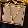 304 Stainless Steel Lock Pendant Paperclip Chain Necklaces for Women Men LS-NJEW-Q028-07G-1
