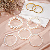 7Pcs 7 Styles Plastic Imitation Pearl Round Beaded Stretch Bracelets Set BJEW-AN0001-36-5