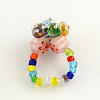 Lampwork Stretch Rings with Seed Beads RJEW-R120-3