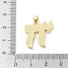 Brass Pave Natural White Shell Chai Jewish Symbol Pendants KK-Z098-16G-3