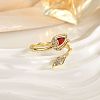 Brass Micro Pave Cubic Zirconia Cuff Open Rings FS-WG4357C-04-1