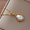 Vintage Stainless Steel & Imitation Pearl Teardrop Pendant Necklaces for Women ZZ4514-3