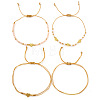 Faux Pearl & Brass & Glass Braided Bead Bracelet Sets WG4426-11-1