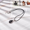 Natural Obsidian Teardrop Pendant Necklaces Set with Waxed Cords for Women NJEW-TA00034-02-2