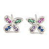 Rack Plating Brass Micro Pave Clear Cubic Zirconia Stud Earrings EJEW-N055-02P-01-RS-1