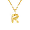 Personalized Stainless Steel Textured Alphabet Initial Pendant Necklaces for Women Men RF0956-18-1