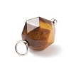Faceted Natural Tiger Eye Pendants PALLOY-JF01694-01-4