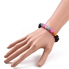 Natural Weathered Agate(Dyed) & Lava Rock Round Beaded Stretch Bracelet BJEW-JB08501-4