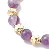 Natural Amethyst & Brass Beaded Bracelets for Women BJEW-JB12942-02-3