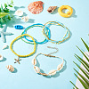 2 Bags Summer Beach Glass Seed Beaded & Natural Shell & Alloy Starfish Charm Anklet Sets AJEW-TA0003-69B-5