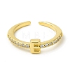 Clear Cubic Zirconia Initial Letter Open Cuff Ring RJEW-H120-09G-E-2
