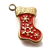 Christmas 304 Stainless Steel Red Enamel Charms STAS-L022-468G-1