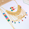 Fashion Brass Teardrop Tassel Coin Earrings & Necklace & Bracelet Sets for Women VY0534-5