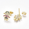 Brass Cubic Zirconia Stud Earrings X-EJEW-S201-121-2