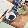   2Pcs 2 Colors Flower Shape Ceramics Ink Plate with Handle DIY-PH0021-39B-5