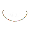 Dyed Natural Freshwater Shell Column & Faceted Rondelle Glass Beaded Necklaces for Women NJEW-JN06050-4