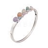Brass Pave Colorful Cubic Zirconia Hinged Bangles for Women BJEW-S147-32P-C-1