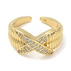 Rack Plating Brass Micro Pave Cubic Zirconia Cuff Finger Rings for Women RJEW-C114-15C-G-2