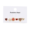 304 Stainless Steel Rhinestone Stone Dyeing Stud Earrings EJEW-S224-04G-06-2