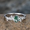 Oval & Leaf 925 Sterling Silver with Moss Agate Finger Rings FS-WGF1EFD-04-2