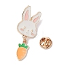 Rabbit with Carrot Dangle Enamel Pins JEWB-D028-02B-KCG-3