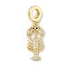 Brass Micro Pave Clear Cubic Zirconia Sea Animals European Dangle Charms KK-Z143-02G-04-1