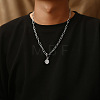 304 Stainless Steel Love Disc Coin Pendant Necklaces with OT Clasps for Women Men WG7163D-02-2