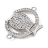 Rack Plating Brass Micro Pave Clear Cubic Zirconia Fish Connector Charms kk-A234-46P-2