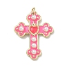 Brass Enamel with ABS Plastic Imitation Pearl Pendants KK-Z153-16G-04-1