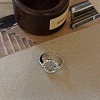 Brass Pave Clear Cubic Zirconia Cuff Open Rings for Women WG3D42E-03-1