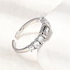 Brass with Cubic Zirconia Cuff Rings for Women RJEW-B160-07A-P-2