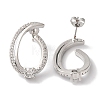 Brass Micro Pave Clear Cubic Zirconia Stud Earrings for Women EJEW-A110-04P-3