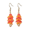 304 Stainless Steel Glass Seed Beads Tree Dangle Earrings EJEW-MZ00738-3
