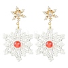 Christmas Snowflake Glass Seed Braided Dangle Earrings EJEW-MZ00233-02-1