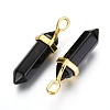 Natural Black Obsidian Bullet Double Terminated Pointed Pendants X-G-G902-B25-2
