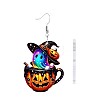 Pumpkin Cup with Ghost Acrylic Dangle Earrings FS-WG7B4FC-01-5