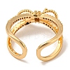 Brass with Cubic Zirconia Open Cuff Rings RJEW-B052-01G-3
