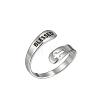 Hollow Out Cross with Word Blessed 201 Stainless Steel Cuff Rings FS-WGED892-03-1