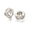 Hexagon Brass Micro Pave Clear Cubic Zirconia European Beads KK-Z156-01P-01-1