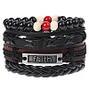 4Pcs Retro Cattlehide Leather Cord Multi-strand Bracelets for Men WGE7990-20-1