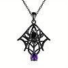 Alloy Rhinestone Halloween Spider Pendant Necklaces WGFDEFA-01-3
