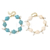 2Pcs 2 Colors Ocean Theme Round Shell Pearl Beads Charm Bracelets BJEW-JB14132-2