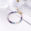 5mm Faceted Round Natural Fluorite Beaded Bracelet BJEW-JB07118-02-2