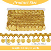 Polyester Braided Metallic Lace Trim with Metal Flat Round Tassel OCOR-WH0082-537A-2