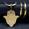 304 Stainless Steel Religion Hamsa Hand Pendant Flat Snake Chain Necklaces FS-WGD9CC8-01-1