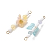 Dyed Natural Agate & White Jade & Glass Seed Beaded Connector Charms PALLOY-MZ01321-2