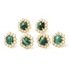 Natural Malachite Hexagon Stud Earrings with Plastic Pearl Beaded EJEW-E287-01G-01-2