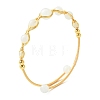 Herringbone Wire-Wrapped Natural Rainbow Moonstone Brass Cuff Bangles BJEW-JB14039-03-3