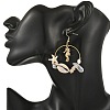 Alloy & Natural Shell & Natural Quartz Crystal & Natural Larimar & Synthetic Turquoise Dangle Earrings EJEW-JE07515-2